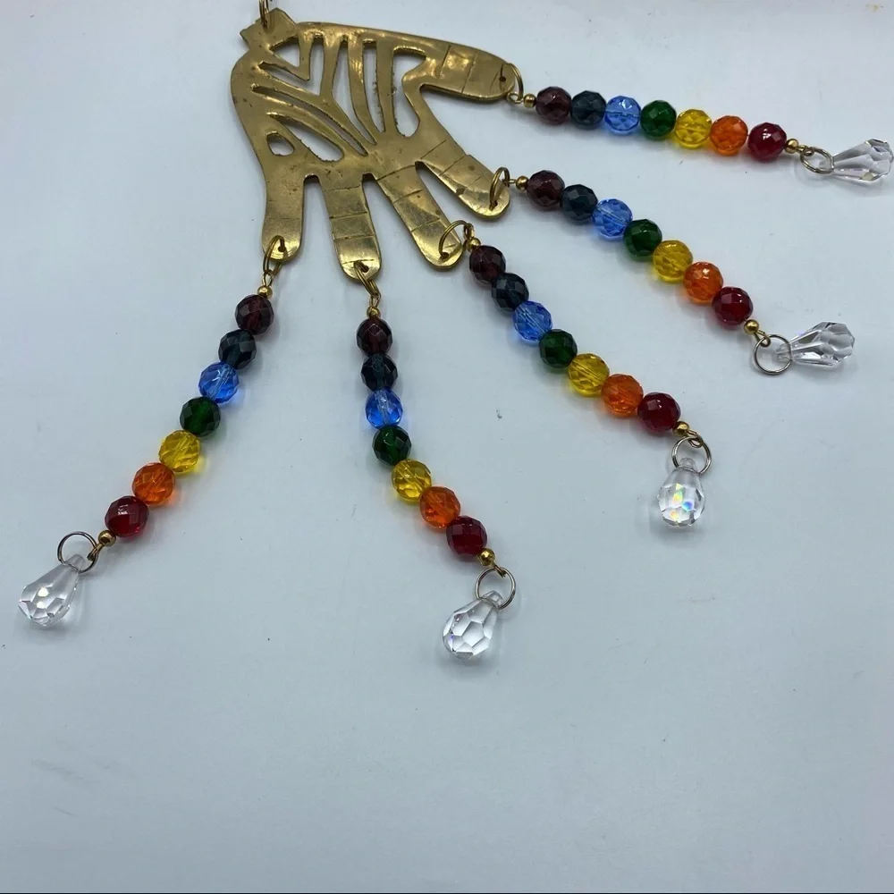 Hansa Brass Keychain Rainbow Beads